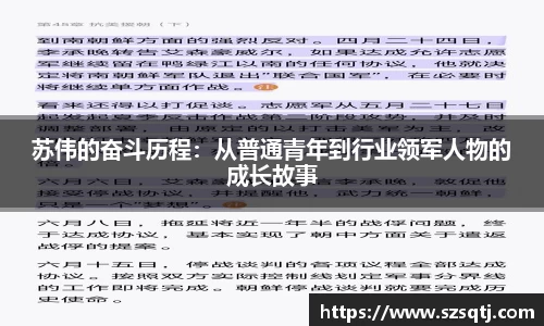 苏伟的奋斗历程：从普通青年到行业领军人物的成长故事